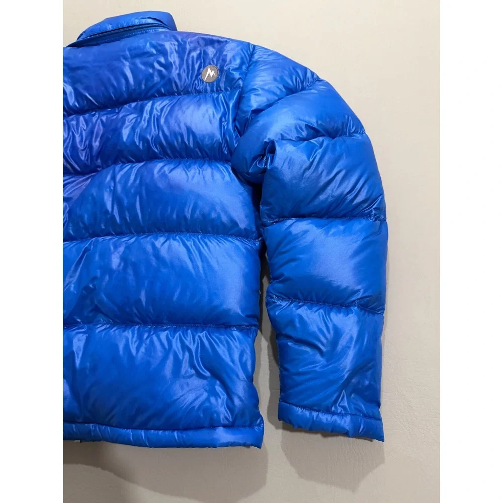 Marmot Puffer Jacket Mens S Blue Down Insulated Quilted Full Zip Outdoor